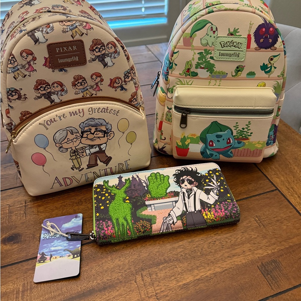 NWT Loungefly Pixar Up or Pokémon Backpack, or Edward Scissorhands Wallet